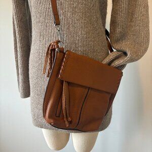 Vince Camuto 100% Genuine Leather Hickory Crossbody Satchel Bag